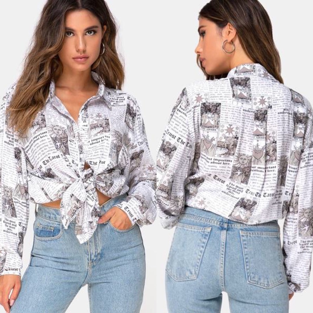 *SOLD OUT* Newsflash Newsaper Print Oxford Shirt - Picture 4 of 5